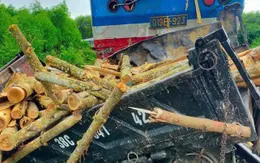 Xe tải gãy làm đôi sau va chạm với tàu hỏa