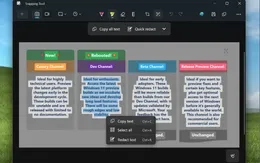 Microsoft thử nghiệm tính năng sao chép văn bản từ ảnh chụp màn hình cho người dùng Windows 11