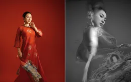 Ca sĩ Bảo Trâm diện áo dài Tết của NTK Cao Minh Tiến