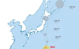 Bão Nari áp sát khu vực Tokyo, cảnh báo lở đất