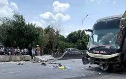 Xe khách va chạm xe máy trên Quốc lộ 1, 2 người tử vong