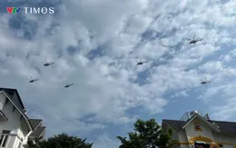 VIDEO: Biên đội Su30MK2, trực thăng bay tập luyện diễu binh trên bầu trời Hà Nội