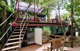 Biến xe buýt thành nhà ở có sân thượng