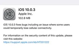 Apple tung bản vá iOS 10.0.3 sửa lỗi kết nối mạng trên iPhone 7