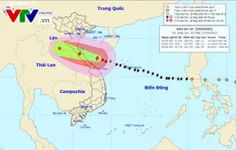 Bão số 10 đang mạnh tới cấp 12-13 và đã tiến sát vào đất liền Trung Bộ