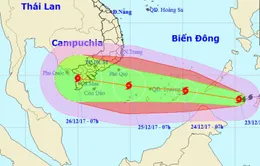 Bão Tembin dự báo đêm nay vào biển Đông