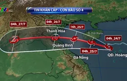 Tâm bão số 4 ở vùng biển phía Nam đảo Hải Nam (Trung Quốc)