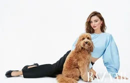 Miranda Kerr mang cả thú cưng đi chụp mẫu