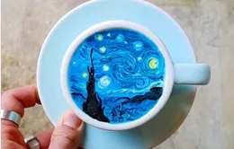 Nổi tiếng Instagram nhờ tài vẽ tranh Van Gogh trên cốc cà phê