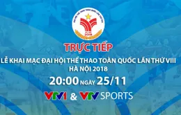 Lễ khai mạc Đại hội Thể thao toàn quốc lần thứ VIII năm 2018: TRỰC TIẾP trên VTV1 và VTV Sports (20h hôm nay, 25/11)