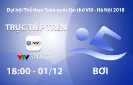 Môn bơi Đại hội Thể thao toàn quốc 2018: VTV Sports trực tiếp các nội dung chung kết (18h00 ngày 1/12)