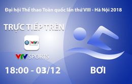 Môn bơi Đại hội Thể thao toàn quốc 2018: VTV Sports trực tiếp các nội dung chung kết (18h00 ngày 3/12)