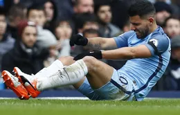 Aguero gặp chấn thương, nghỉ thi đấu 2 tuần