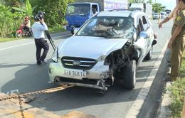 Vĩnh Long: Tông xe liên hoàn khiến giao thông qua QL1A ùn tắc kéo dài