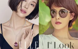 Cùng tóc ngắn, Kim Sun Ah và Hwang Jung Eum đọ sắc trên tạp chí