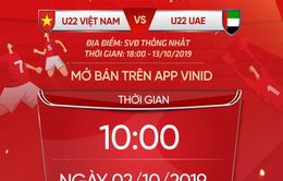 Hôm nay (2/10), mở bán vé online trận giao hữu giữa U22 Việt Nam - U22 UAE