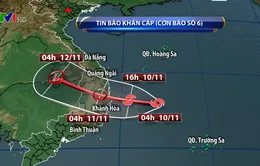 Bão số 6 giật cấp 13, cách bờ biển Quảng Ngãi - Khánh Hòa 300km