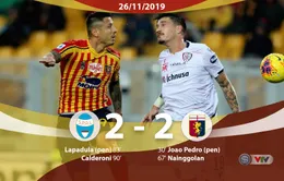 Lecce 2-2 Cagliari: Trận cầu 4 bàn thắng, 3 thẻ đỏ