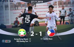 VIDEO Highlights: U22 Myanmar 2-1 U22 Philippines (Bảng A môn bóng đá nam SEA Games 30)