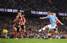 Man City 2-0 Sheffield Utd: De Bruyne, Aguero lên tiếng, nhà vô địch vượt ải khó