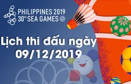 Lịch thi đấu ngày 09/12 của Đoàn Thể thao Việt Nam tại SEA Games 30