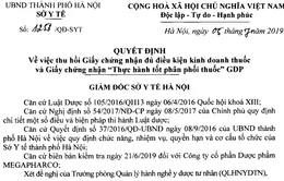 Hà Nội: Thu hồi giấy chứng nhận kinh doanh thuốc của Công ty dược phẩm Megapharco