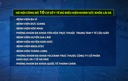 Hà Nội công bố 10 cơ sở y tế đủ điều kiện khám sức khỏe lái xe