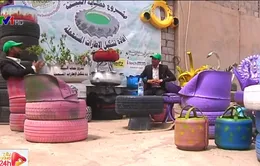 Tái chế lốp xe cũ thành nghệ thuật tại Yemen