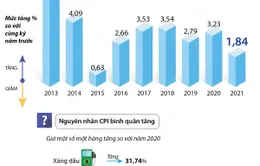 [INFOGRAPHIC] CPI bình quân năm 2021 tăng 1,84%, mức thấp nhất kể từ 2016