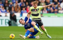 Leicester 0-1 Man City: De Bruyne tỏa sáng, MC giành ngôi đầu