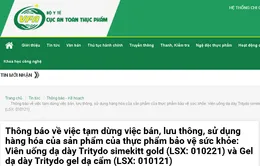 Tạm dừng việc bán, lưu thông, sử dụng 5 sản phẩm thực phẩm bảo vệ sức khỏe
