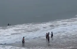 Nhiều người dân vẫn tắm biển khi biển động