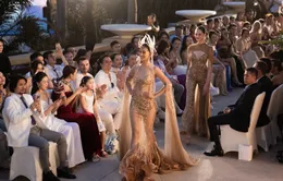 75 hoa hậu quốc tế trình diễn váy dạ hội đính kết