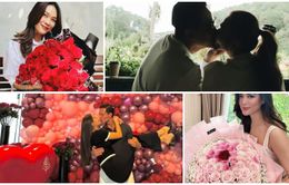 Các mỹ nhân Việt tình tứ bên nửa kia, khoe quà Valentine cực lãng mạn