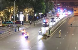Công an Hà Nội xuyên đêm diễn tập phương án đón, dẫn đoàn khách quốc tế