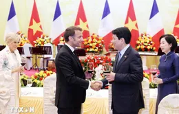 Chủ tịch nước Lương Cường chủ trì chiêu đãi cấp Nhà nước Tổng thống Pháp