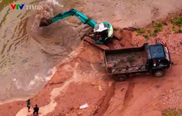 Hòa Bình: Ngày đêm khai thác cát trái phép ở lòng suối Nhạp