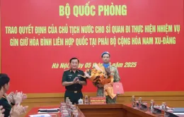 Trao Quyết định của Chủ tịch nước cho sỹ quan đi gìn giữ hòa bình tại Nam Sudan