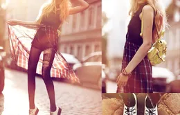 Style kẻ caro cho ngày thu se lạnh
