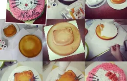 Cùng bé làm bánh gato Hello Kitty 