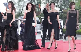 Baeksang "dính mưa", sao Hàn che ô bước trên thảm đỏ