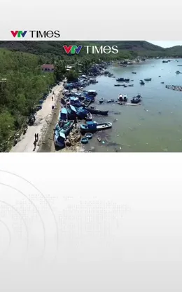 Toàn cảnh làng biển Sông Cầu, Xuân Đài (Đắk Lắk) hoang tàn sau bão số 13