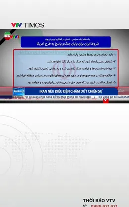 Iran nêu điều kiện chấm dứt xung đột với Mỹ và Israel