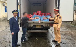 Tiêu hủy 300kg chân giò lợn đông lạnh không rõ nguồn gốc tại khu vực biên giới Quảng Ninh