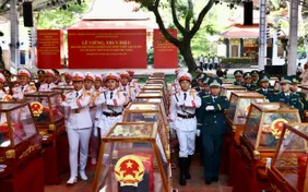 TRỰC TIẾP Lễ viếng, lễ truy điệu và an táng hài cốt liệt sĩ tại Công viên Lê Thị Riêng (7h30 14/10, VTVgo)