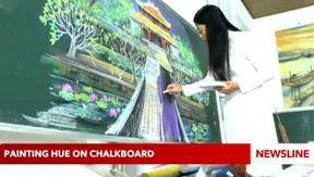 Painting Hue on chalkboard