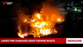 Large fire damages eight fishing boats