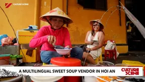 A multilingual sweet soup vendor in Hoi An