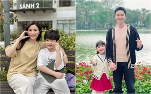 Trọng Lân - Anh Đào quấn quýt bên các con ở hậu trường Cầu vồng ở phía chân trời