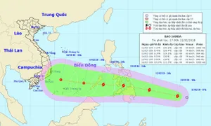 Áp thấp nhiệt đới mạnh lên thành bão Sanba gần biển Đông